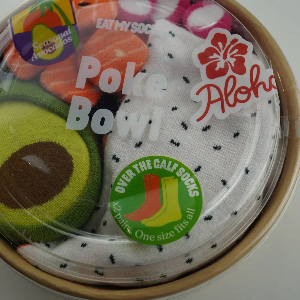 New Eat My Socks Poke Bowl Socks Set Aloha One Size Over The Calf 2 Pairs‎
